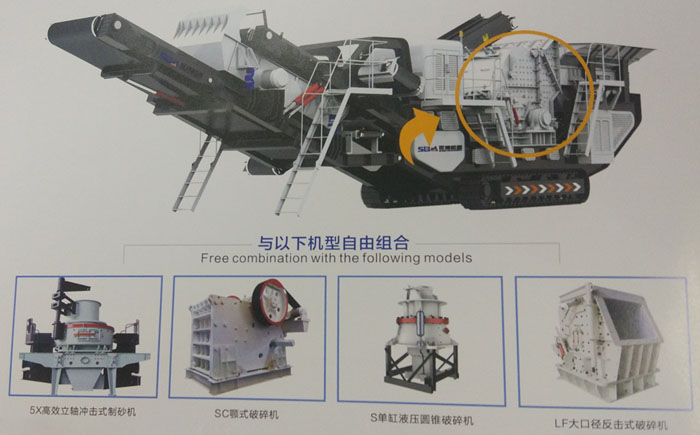 履带式移动破碎筛分站 可配置不同破碎主机